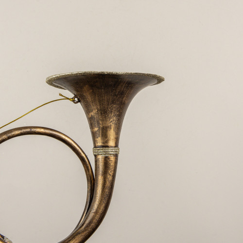GOLD FRENCH HORN ORNAMENT