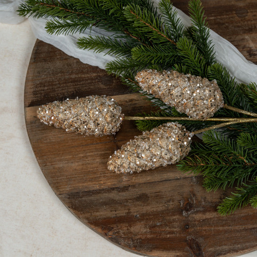 24" CHAMPAGNE PINECONE SPRAY