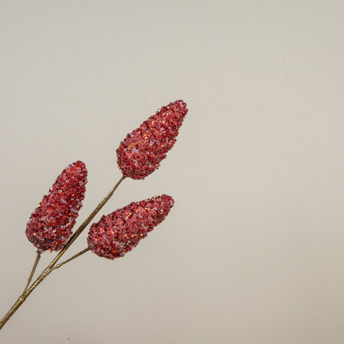 24" RED PINECONE SPRAY