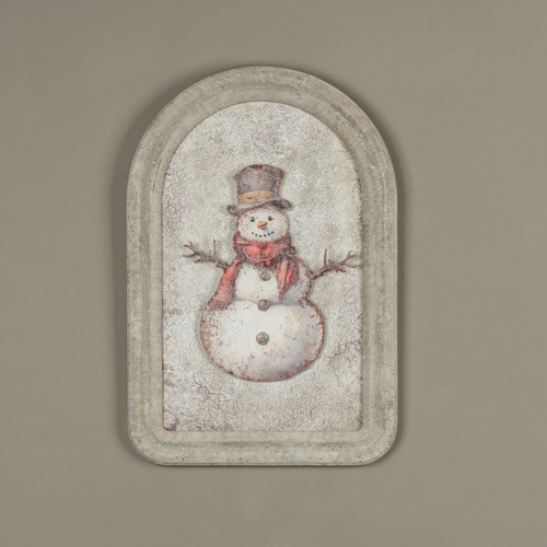 12" RED SCARF SNOWMAN METAL SIGN