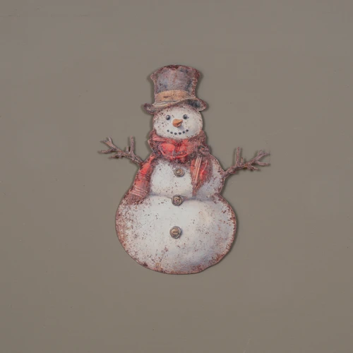 12" RED SCARF SNOWMAN METAL SIGN
