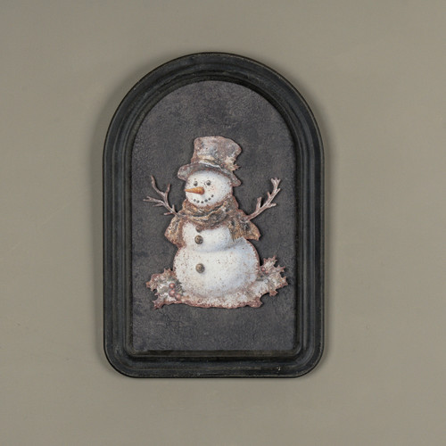 12" HOLLY SNOWMAN METAL SIGN
