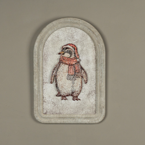 12" PENGUIN W/ SCARF METAL SIGN