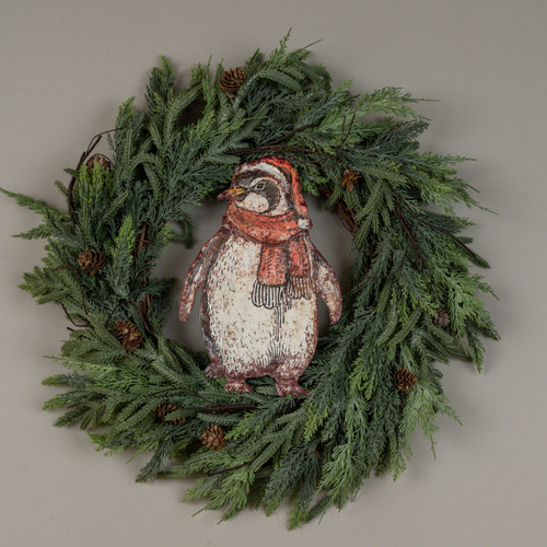 12" PENGUIN W/ SCARF METAL SIGN