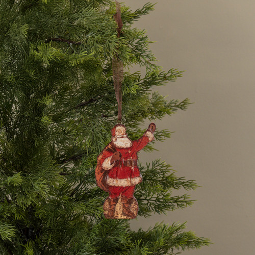 6" WAVING SAINT NICK METAL ORNAMENT