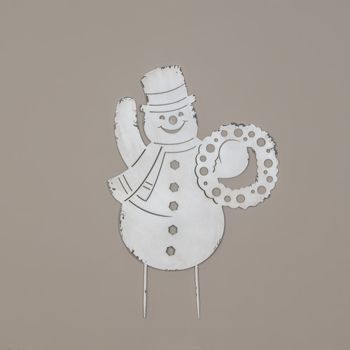 30" SNOWMAN W/ WREATH STAKE