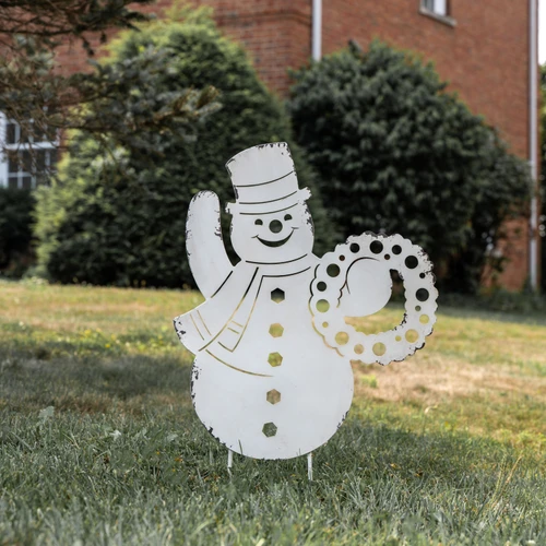 30" SNOWMAN W/ WREATH STAKE