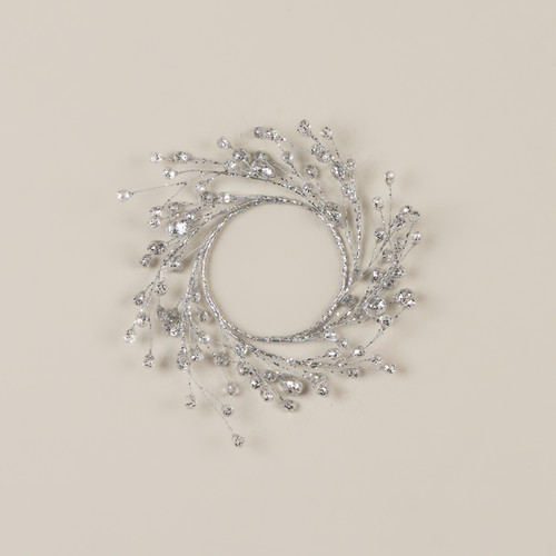 6.5" SILVER CRYSTAL CANDLE RING