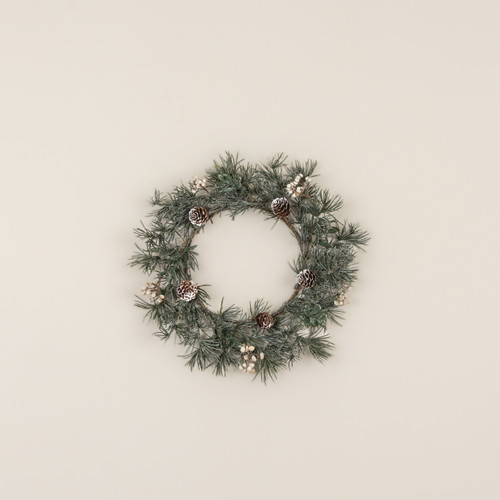13" PINE W/ CREAM BERRIES CANDLE RING
