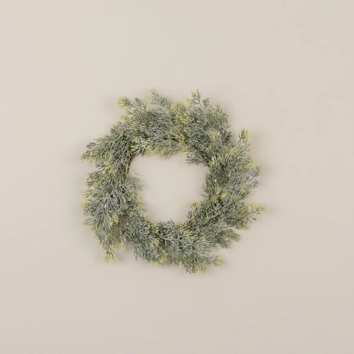 14" SNOW DUSTED PINE CANDLE RING
