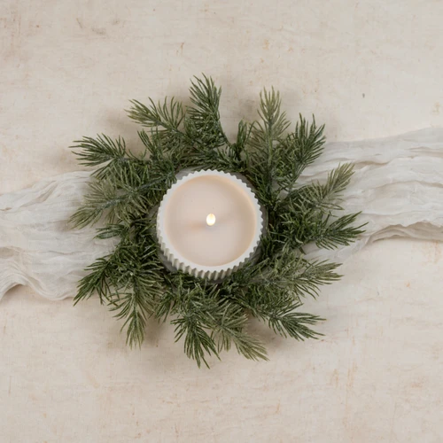 10" GLITTERED JACKSON PINE CANDLE RING