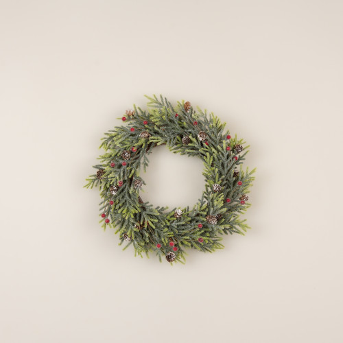 18" MOUNTAIN PINE W/ ICED BERRIES WREATH