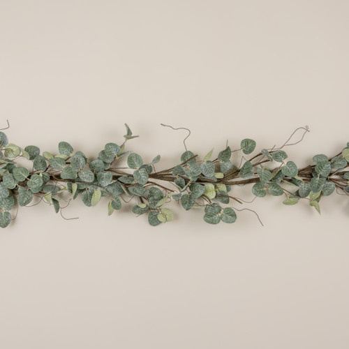 6' GLITTERED EUCALYPTUS & TWIG GARLAND
