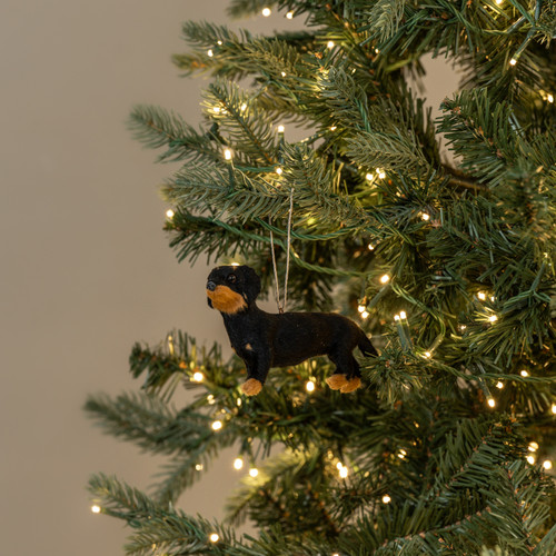 3.25" BLACK & TAN DACHSHUND ORNAMENT