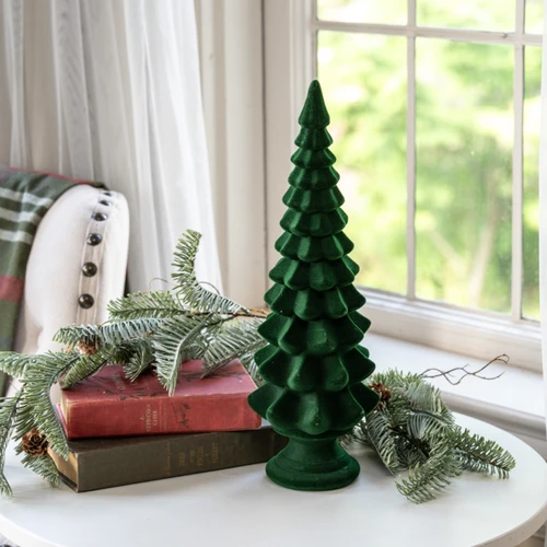 14.75" GREEN FLOCKED TREE
