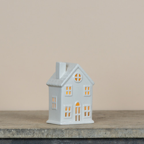 5.25" WHITE CERAMIC TEALIGHT HOUSE
