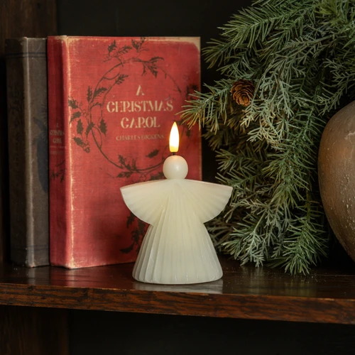 4.25" CREAM ANGEL 3D FLAME CANDLE