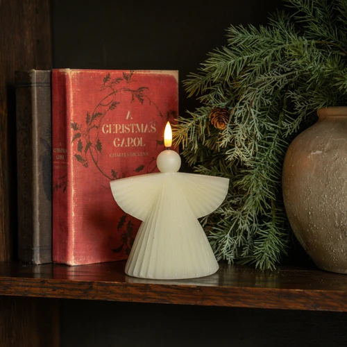 5.25" CREAM ANGEL 3D FLAME CANDLE