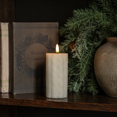 5" CREAM SWEATER 3D FLAME CANDLE