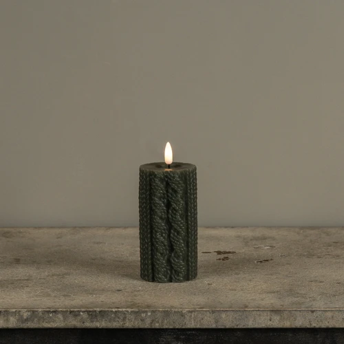 5" DARK GREEN SWEATER 3D FLAME CANDLE
