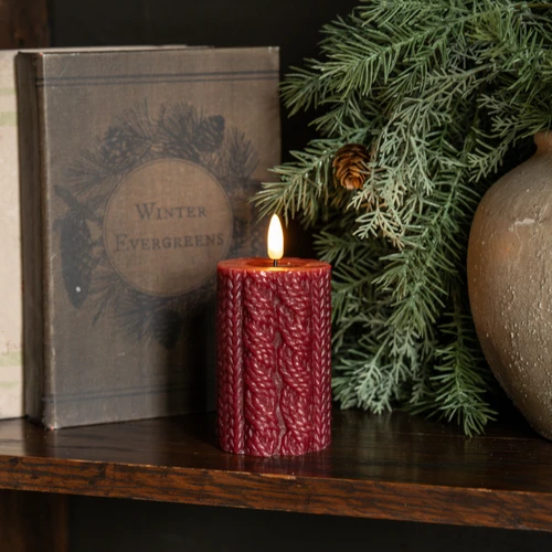 4" RED SWEATER 3D FLAME CANDLE