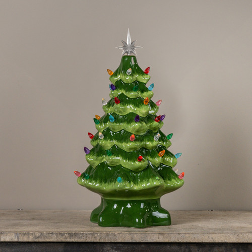 17.5" CERAMIC CHRISTMAS TREE W/ COLORED LIGHTS