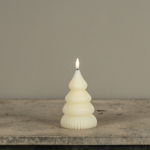 5.25" NOELLE CREAM TREE 3D FLAME CANDLE