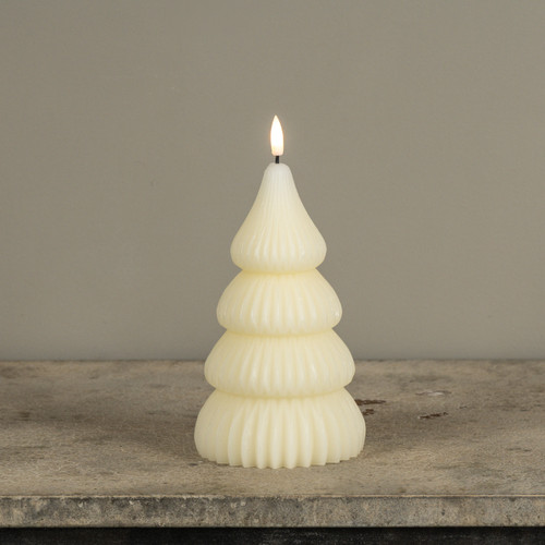 7.25" NOELLE CREAM TREE 3D FLAME CANDLE