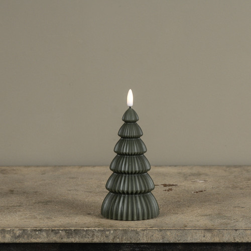 6" NOBLE DARK GREEN TREE 3D FLAME CANDLE