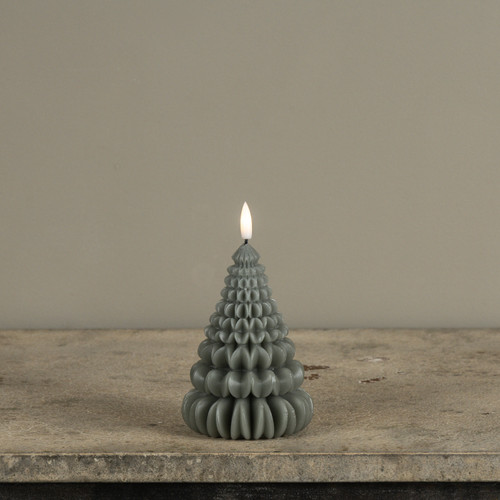 5.5" GREEN 3D FLAME RUFFLE TREE CANDLE