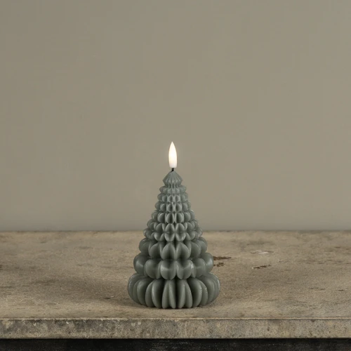 5.5" GREEN 3D FLAME RUFFLE TREE CANDLE