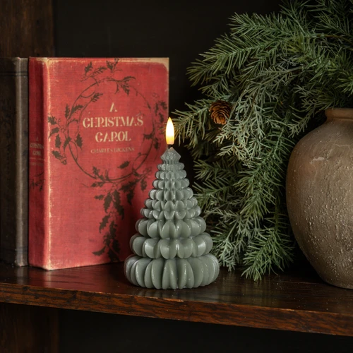 5.5" GREEN 3D FLAME RUFFLE TREE CANDLE
