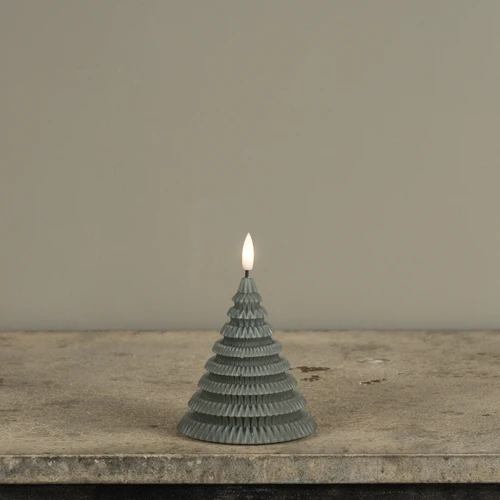 4.75" GREEN 3D FLAME LAYERED TREE CANDLE