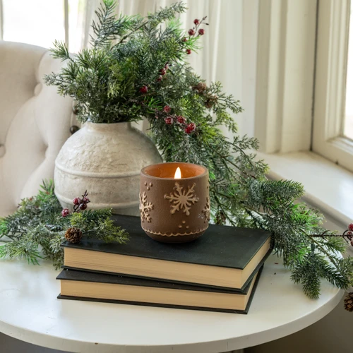 3.5" CERAMIC GINGERBREAD 3D FLAME CANDLE