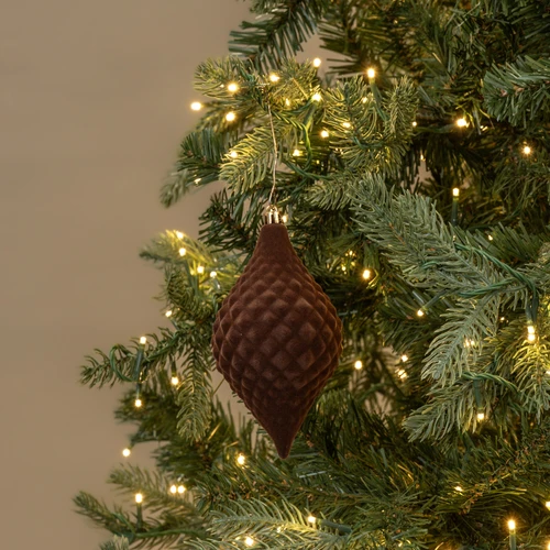 6" DARK BROWN FLOCKED FINIAL ORNAMENT