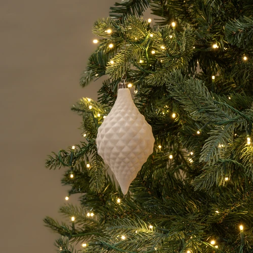 6" CREAM FLOCKED FINIAL ORNAMENT
