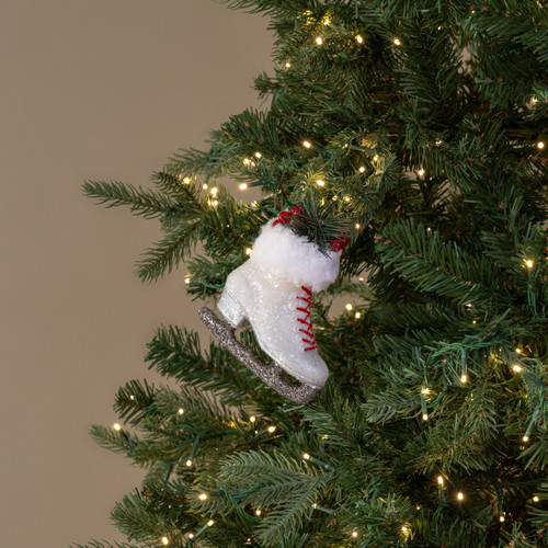 FROSTED WHITE ICE SKATE ORNAMENT