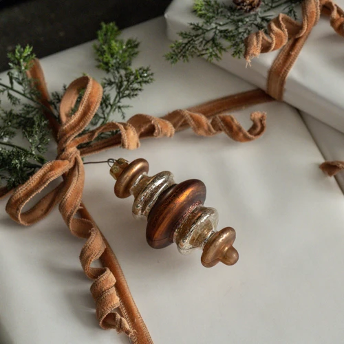 5" BROWN & SILVER FINIAL ORNAMENT