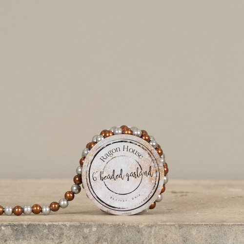 6' BRONZE & SILVER BEADED GARLAND