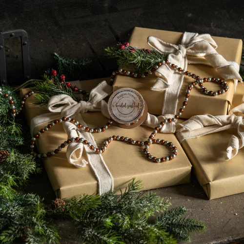 6' BRONZE & SILVER BEADED GARLAND