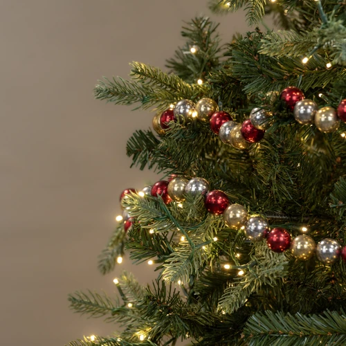 6' GOLD, RED & SILVER BALL GARLAND