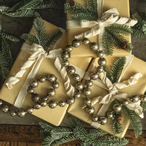 6' ANTIQUE SILVER BEADED GARLAND
