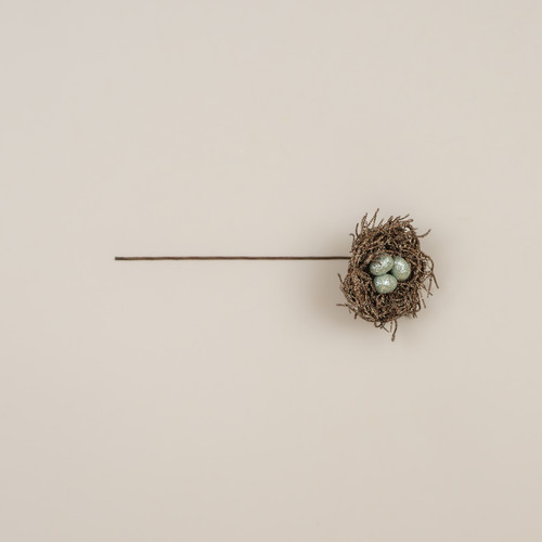 GLITTERED BIRD NEST W/ EGGS PICK
