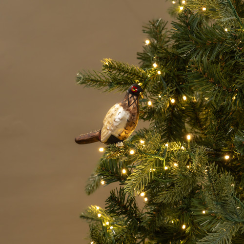 GLITTERED PHEASANT ORNAMENT