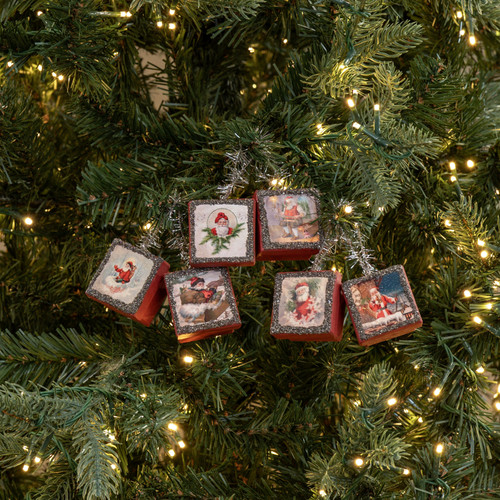 SET/ 6 SANTA ORNAMENT BOXES