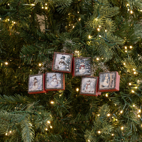 SET/ 6 SNOWMAN ORNAMENT BOXES