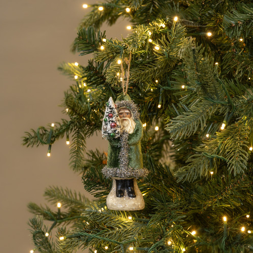 PINE GREEN VELVET BELSNICKLE ORNAMENT