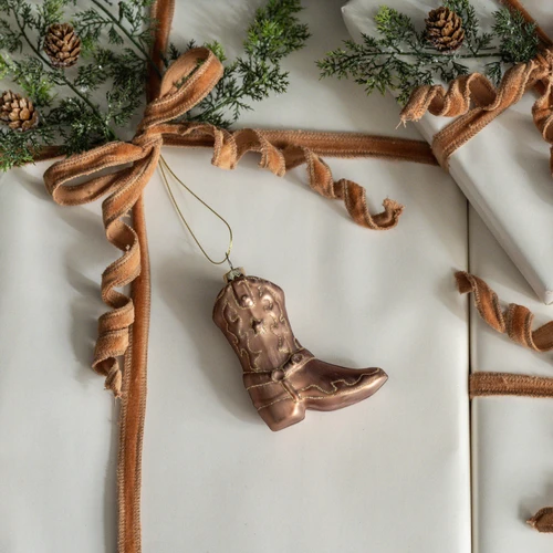 GOLD ACCENT COWBOY BOOT ORNAMENT