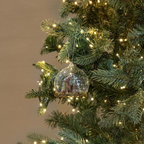 DEER IN GLASS GLOBE ORNAMENT