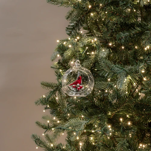 CARDINAL IN OPEN GLOBE ORNAMENT